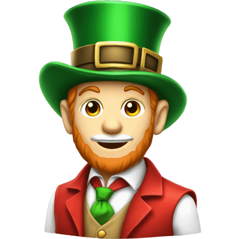 leprechaun with red clothes red leprechaun hat and white collar emoji