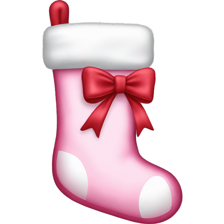  light pink Christmas stocking with bow emoji