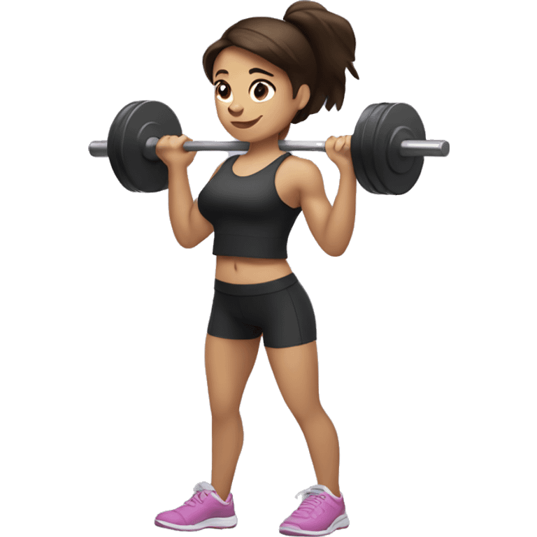 brunette girl lifting weights emoji