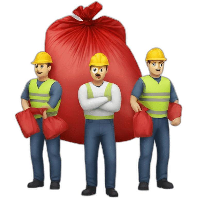 3 Man with red garbage bag in the bag danger logo emoji