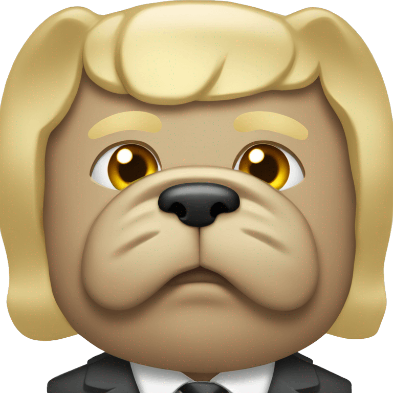 Tech boss with blond hair and bulldog face emoji