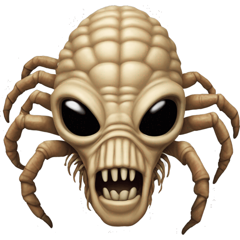 Face hugger from alien movie on mens face emoji