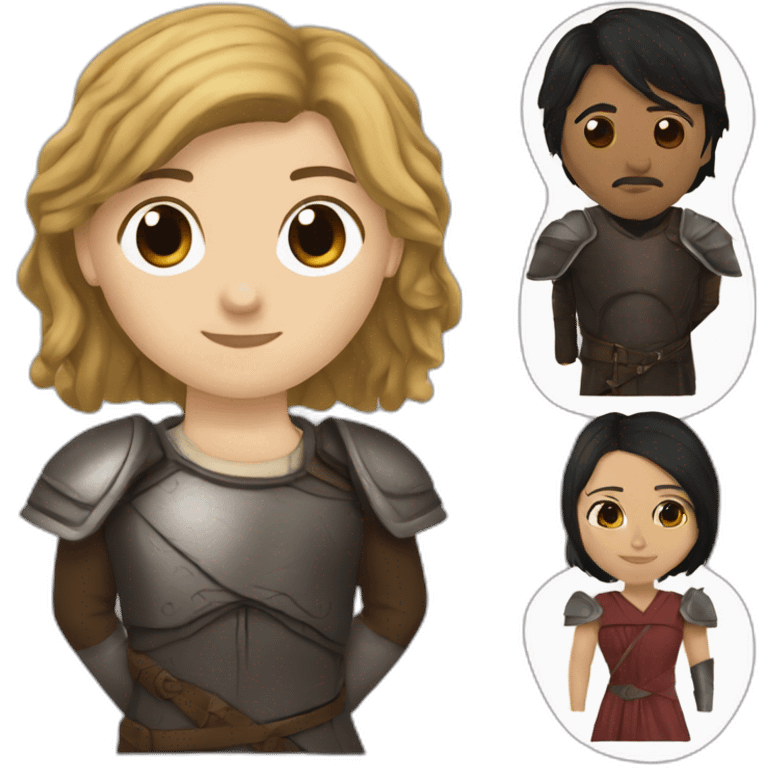 black haired woman and jaime lannister from game of thrones, cute couple emoji