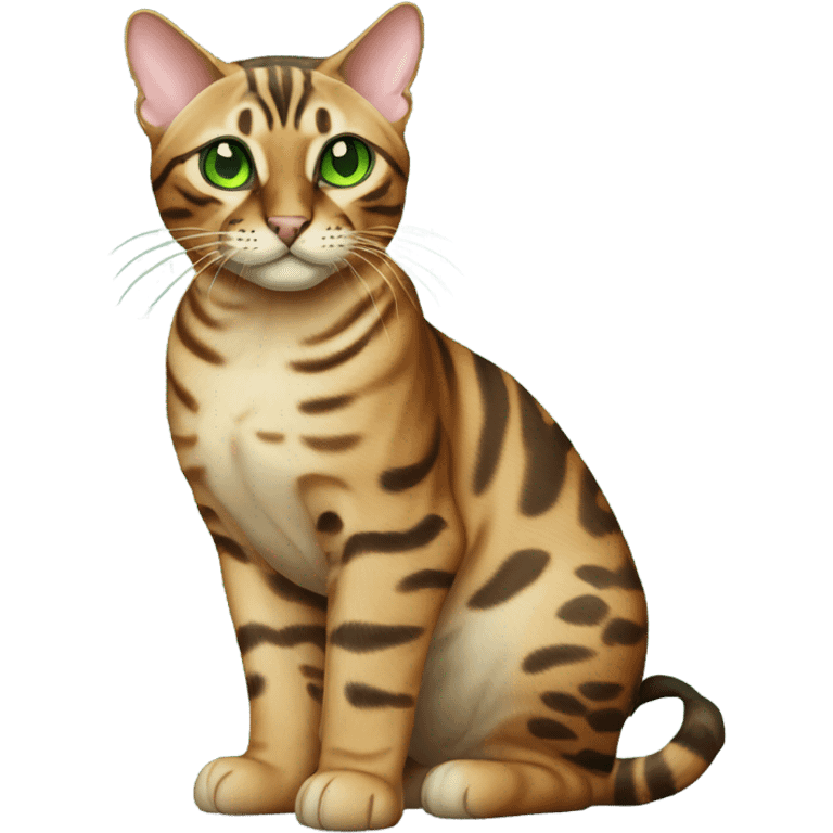 Full Body Bengal Cat With Green Eyes emoji