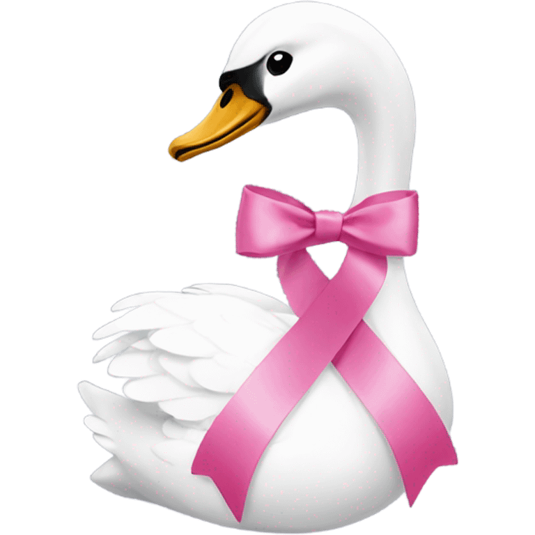 Swan with pink ribbon emoji