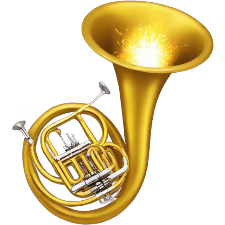 A sousaphone with fireworks exploding out of the bell emoji