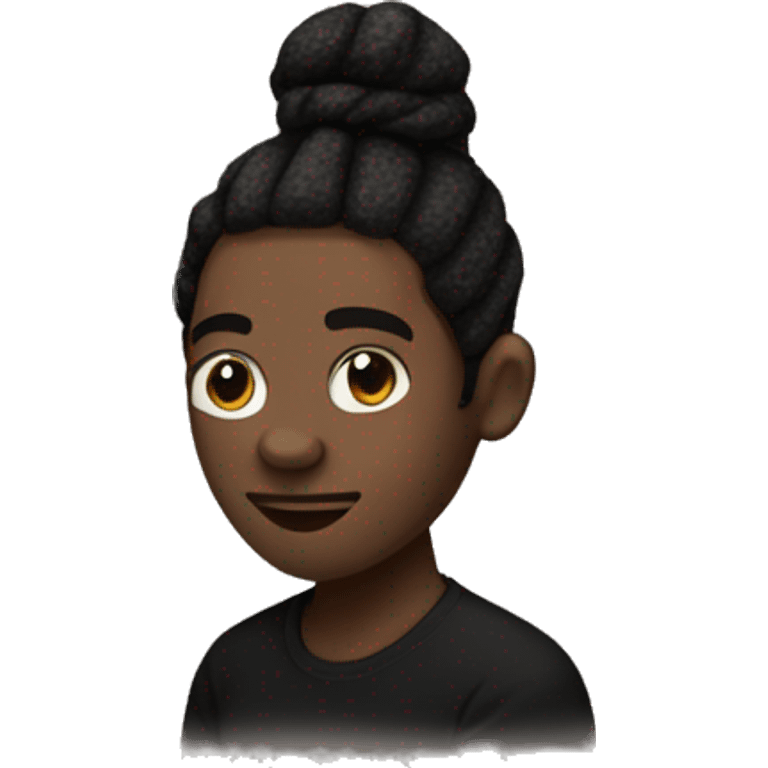 Black man with a dreadlock bun with a undercut with a black bandana on his head with black t shirt with no beard emoji