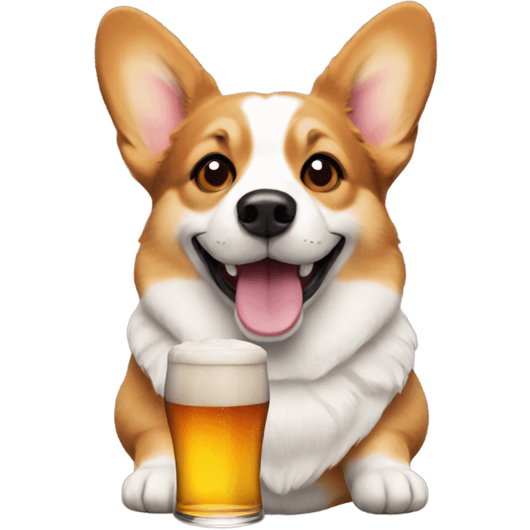 Corgi with a beer emoji