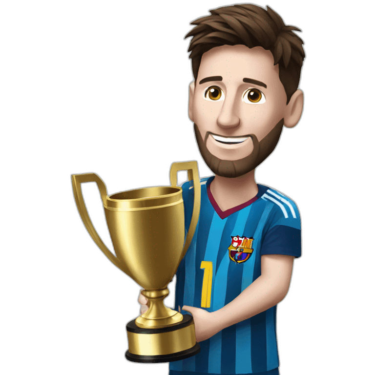 Messi with trophy emoji