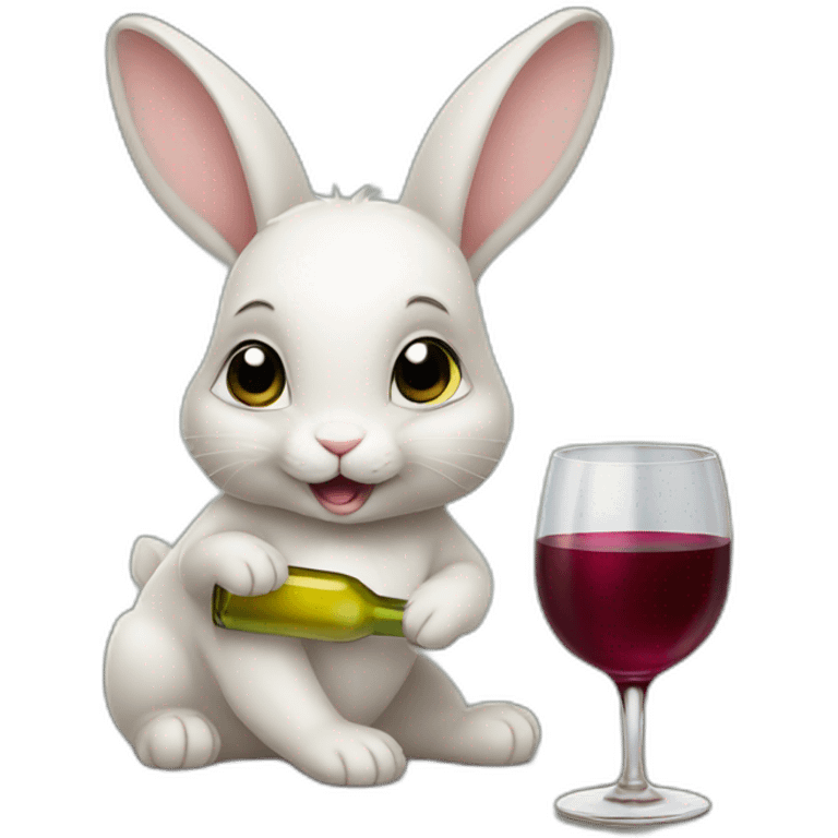 baby rabbit drinking wine emoji