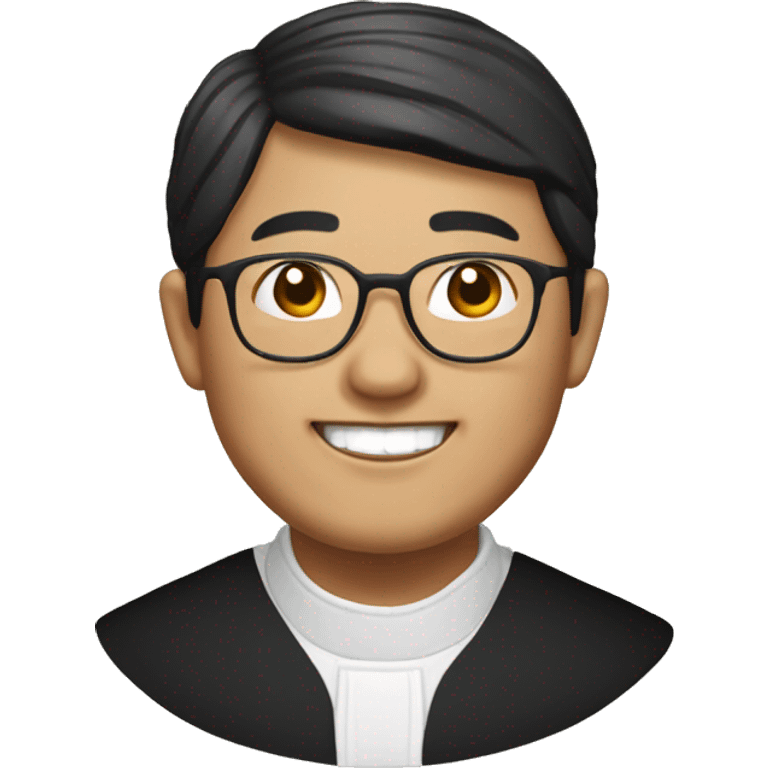  hmong catholic priest with wrinkles with black hair, smiling with teeth and glasses, no beard or mustache emoji