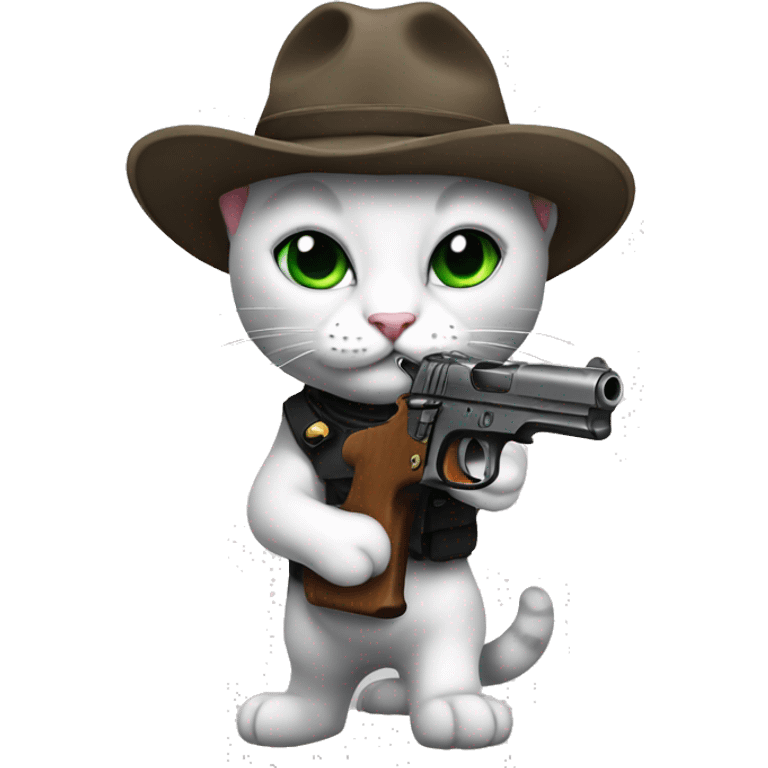 kitty with pistol emoji