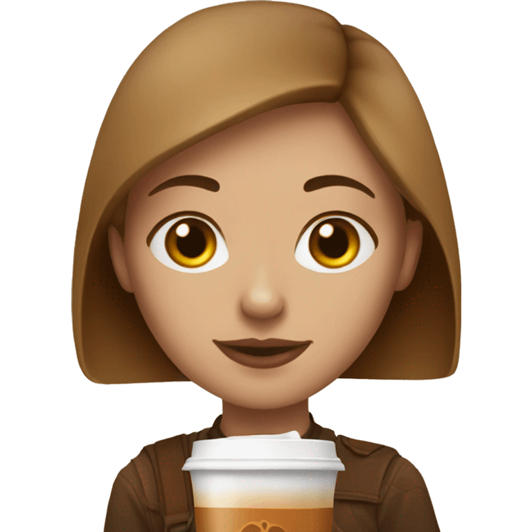 Russian girl with pumpkin spice latte emoji