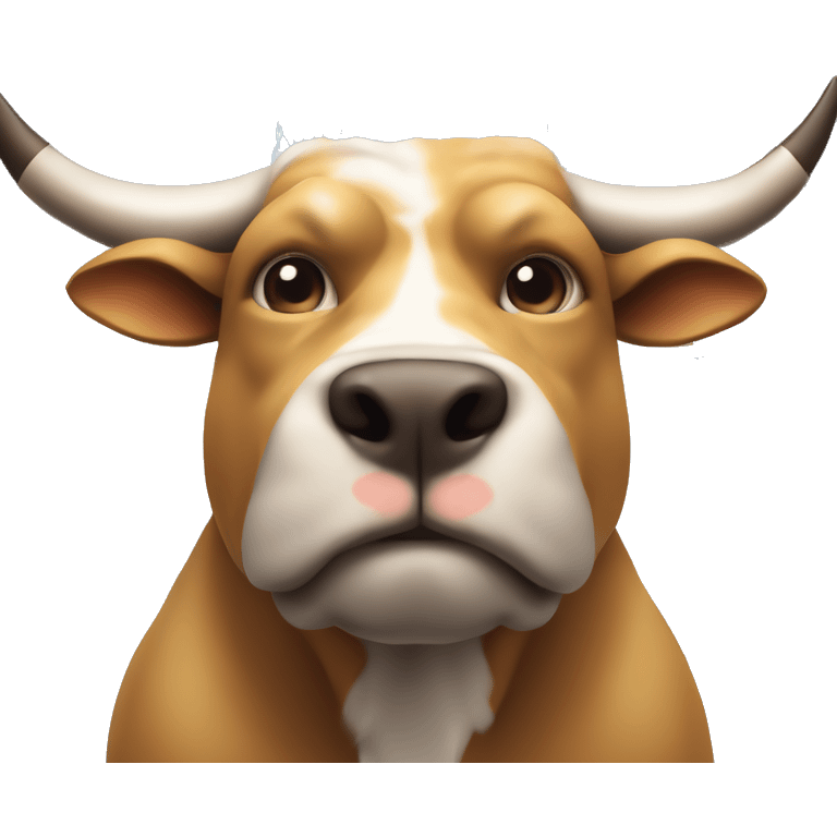 “Realistic illustration of a hybrid creature with a dog’s head and bull’s body, standing confidently in front of a rising stock chart, symbolizing financial growth and prosperity, with subtle financial symbols in the background.” emoji