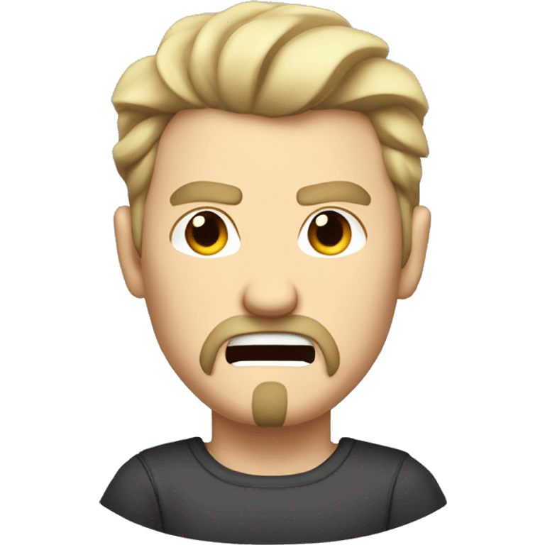 White blonde guy with waves dark blonde hair with a goatee is angry. Add steam from ears emoji