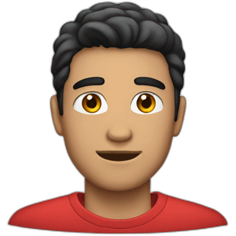 white blackhaired guy in red shirt  emoji