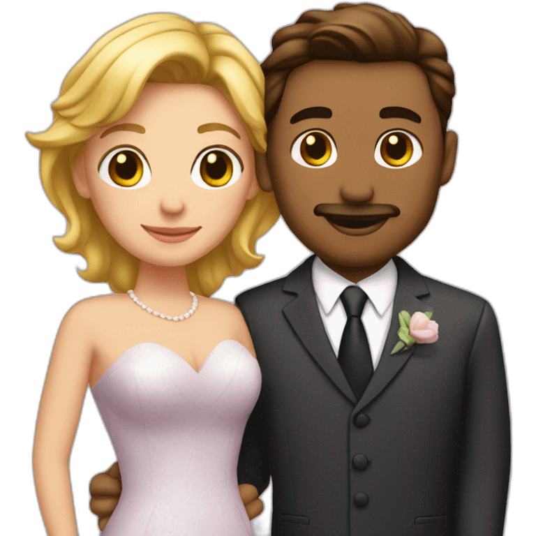 married couple, american couple, suit and dress, hugging emoji