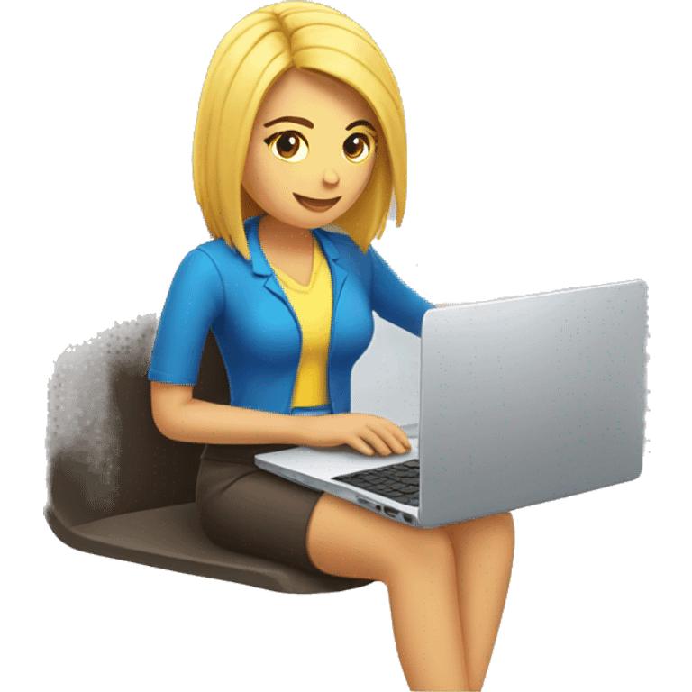 Chica rubia trabajando con laptop emoji