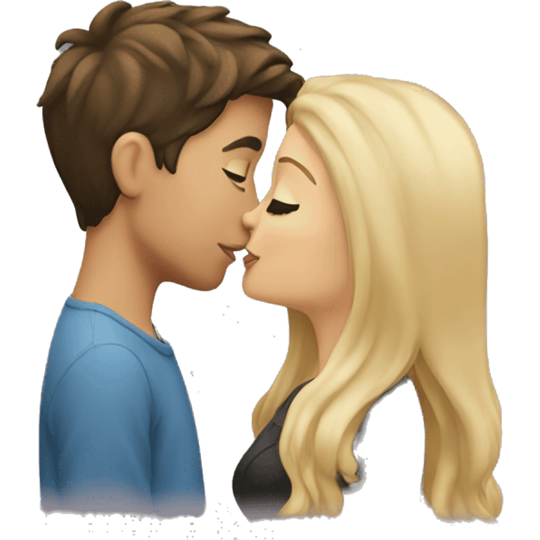 brunette girl kissing blonde boy emoji