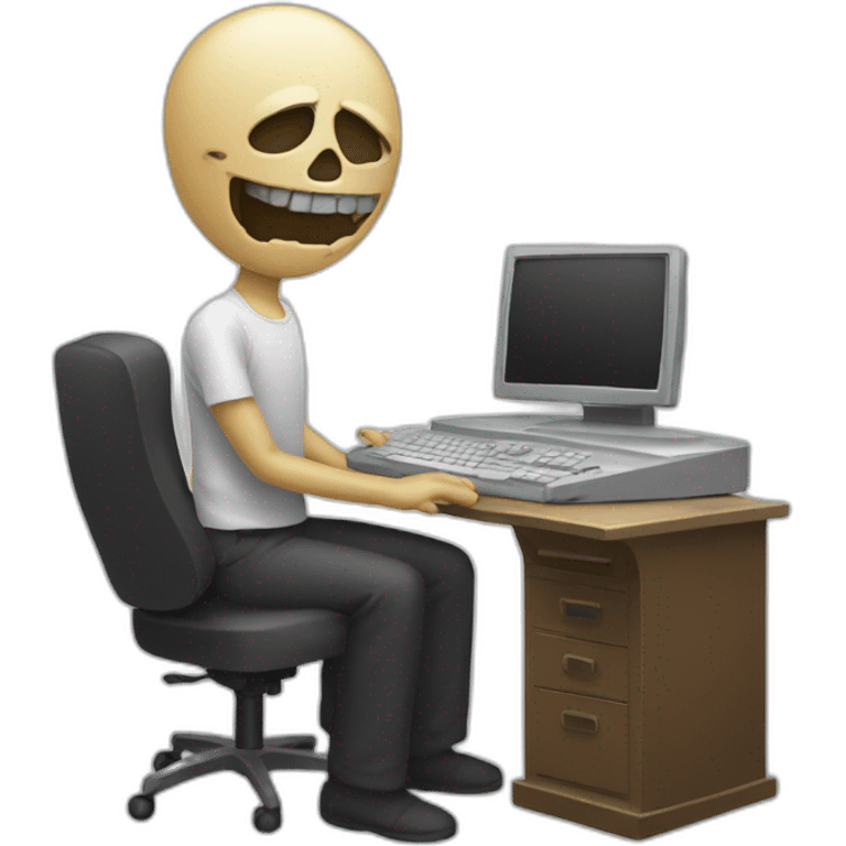 Dead guy with computer emoji