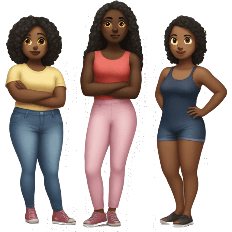 A group of black girls of different body types saying come ousside emoji