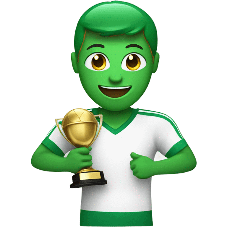 smiling green ping holding a football trophy emoji