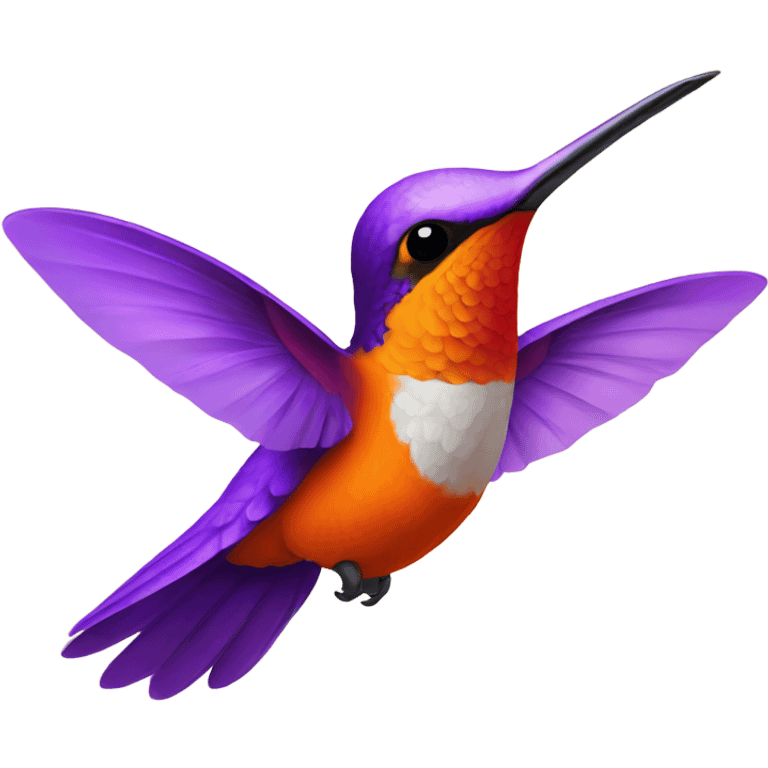 Orange Hummingbird with purple hummingbird emoji