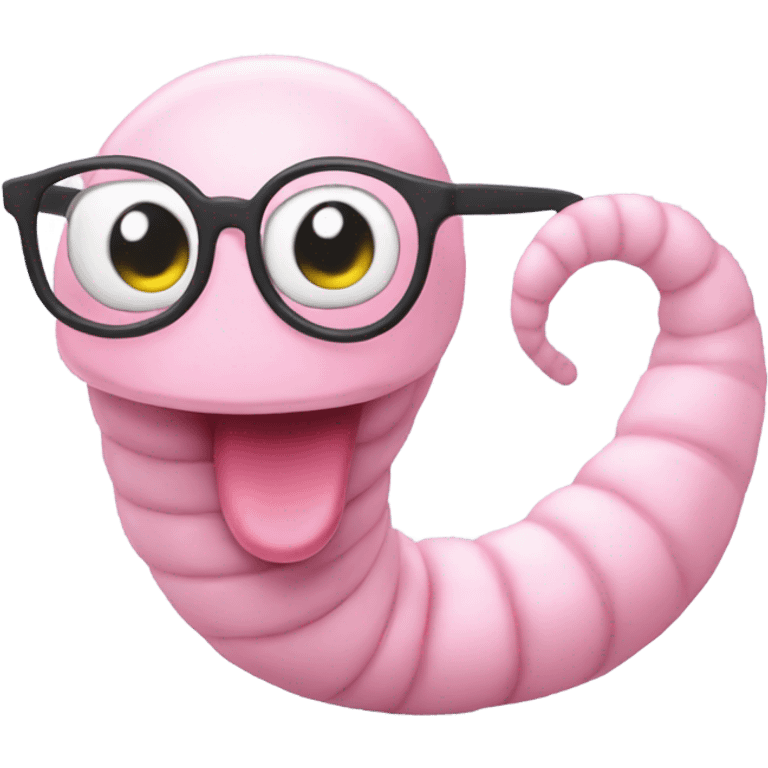 cute light pink worm with glasses emoji