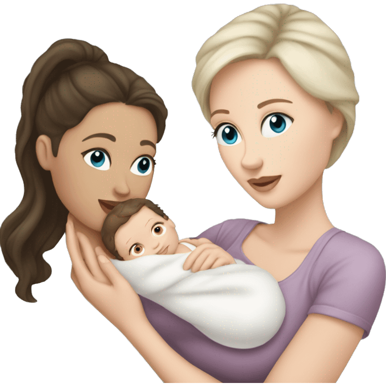 mom holding newborn baby girl with blue eyes white skin dark hair and white skin newborn white girl baby emoji