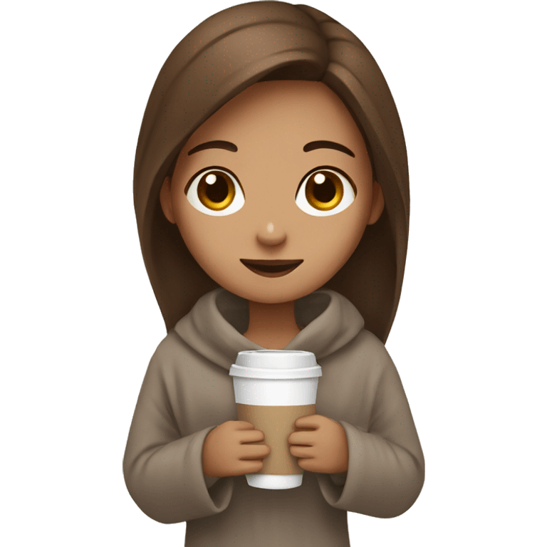 girl with brown hair and coffee and blanket emoji