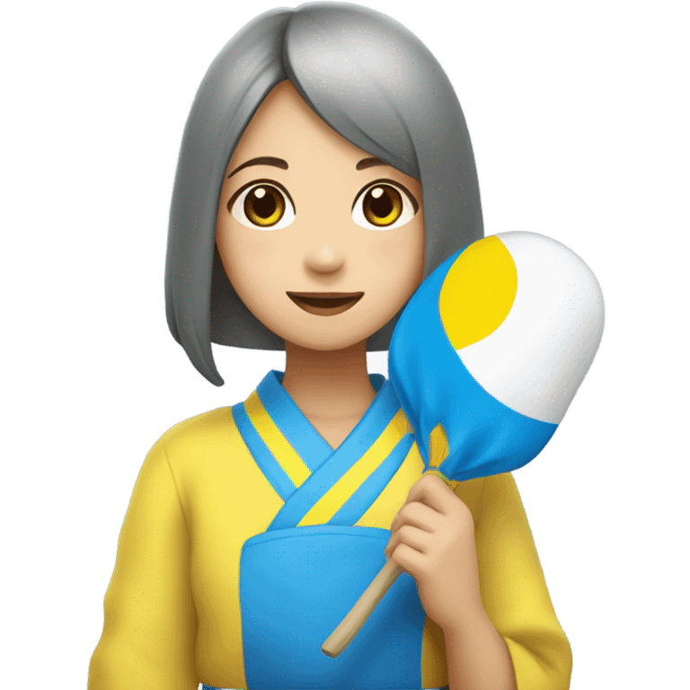 mochi in color of ukraine japanese girl holding it  emoji