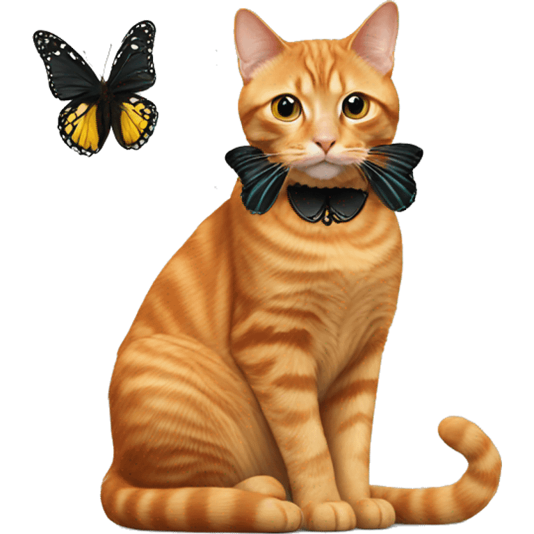 Ginger cat with black butterfly as collar  emoji