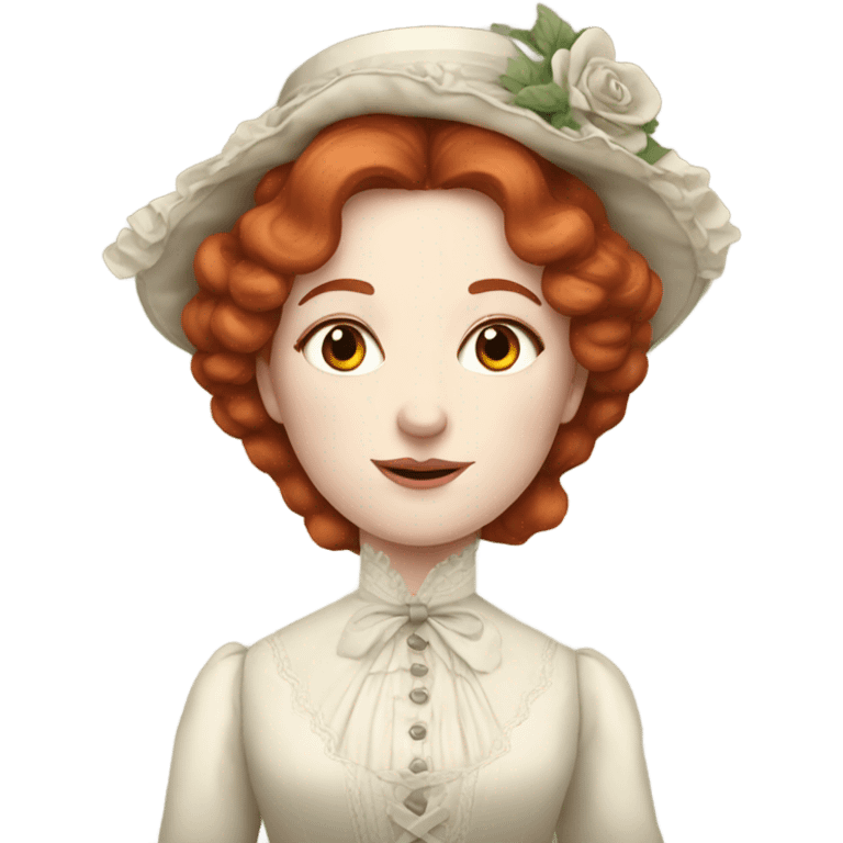 victorian lady with pale skin and red hair  emoji