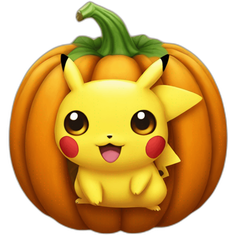 Pikachu in a pumpkin emoji