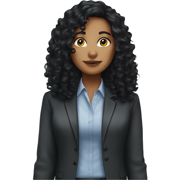 executive Long black Curly hair woman black eyes  emoji