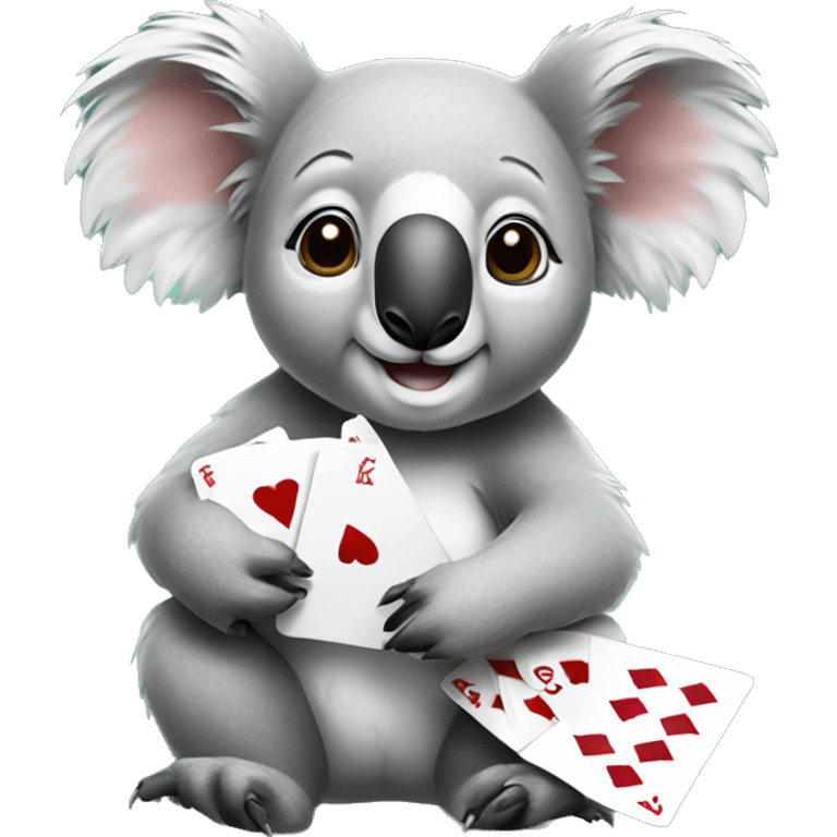 Koala with poker cards emoji