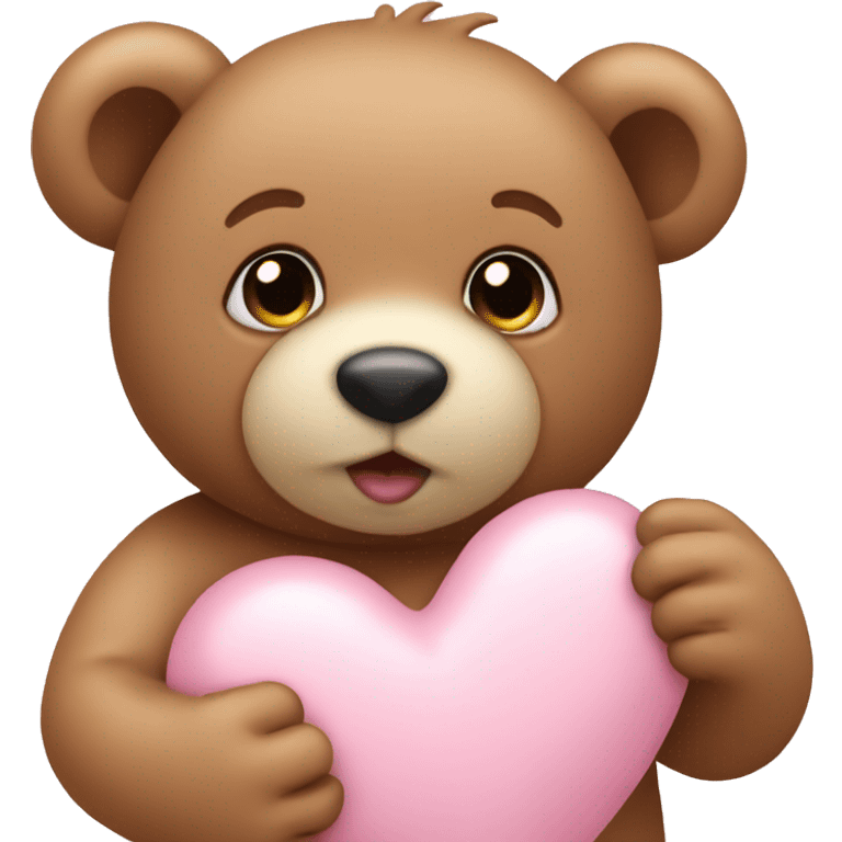 Baby pink heart with teddy bear emoji