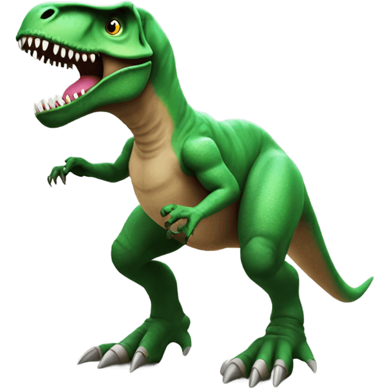 T-Rex wearing a football helmet and also has arm extensions emoji