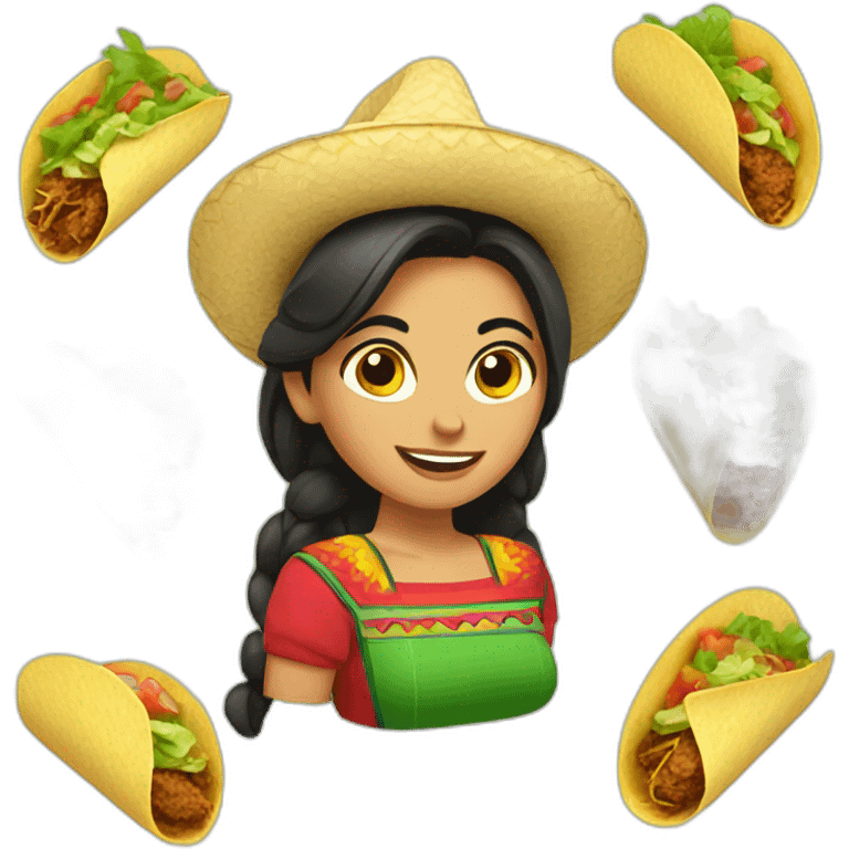 Mexican girls with tacos emoji