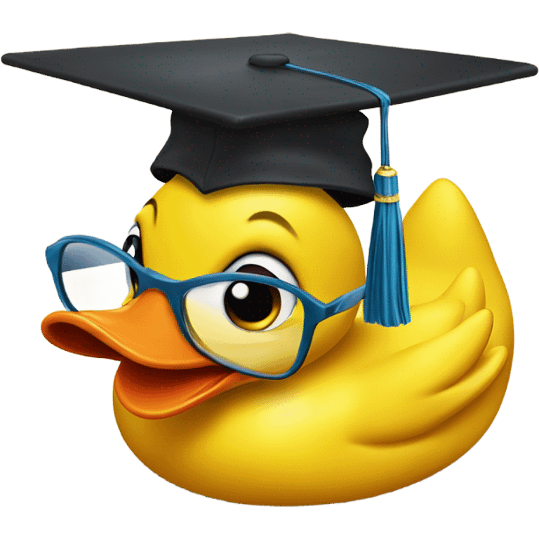 Yellow Rubber duck in a graduate hat emoji