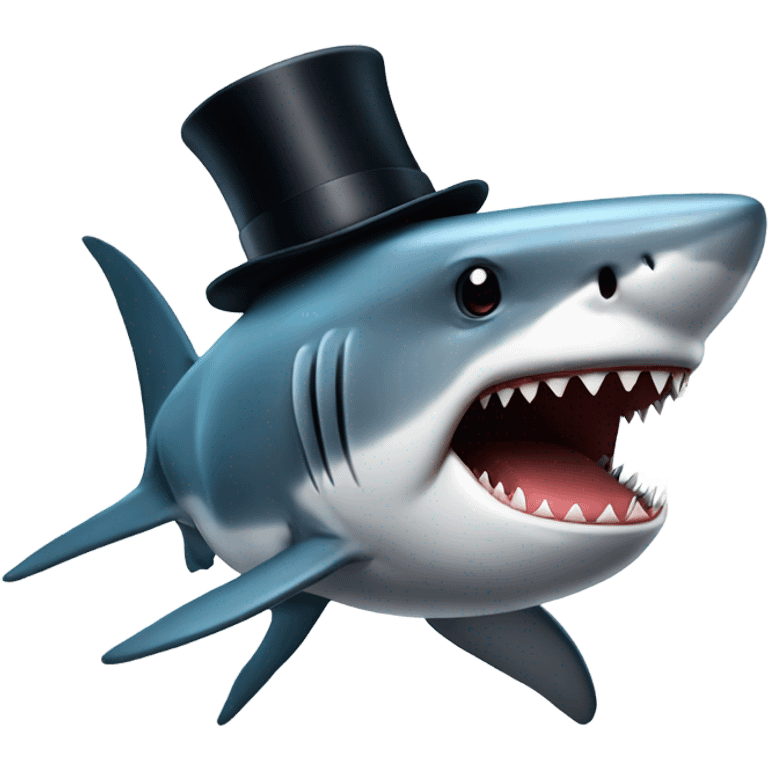 Shark with a top hat emoji