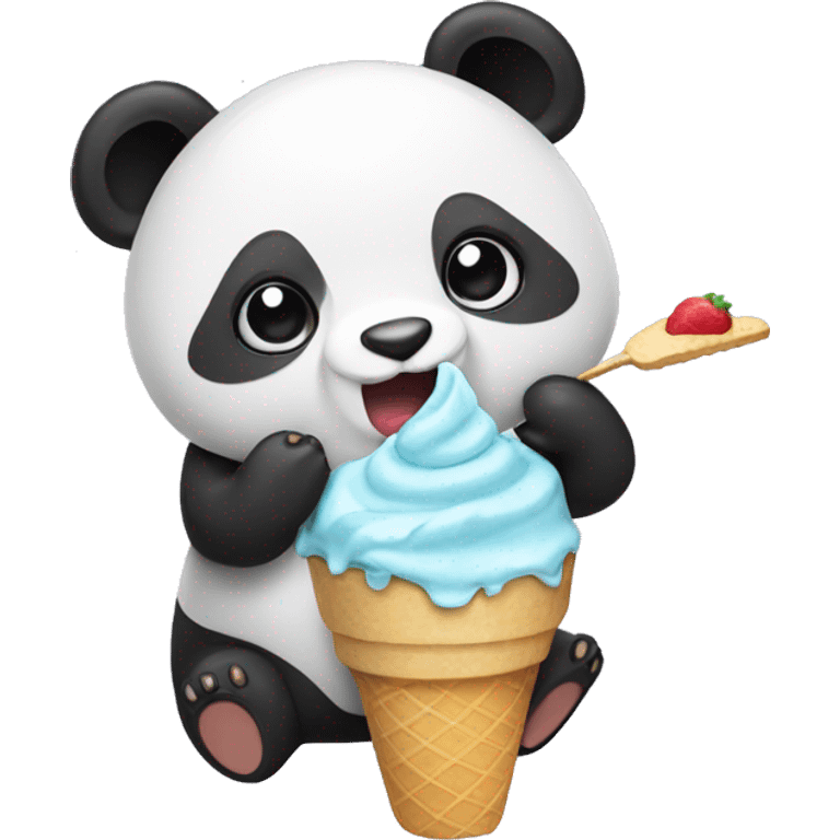 Panda eating ice cream emoji