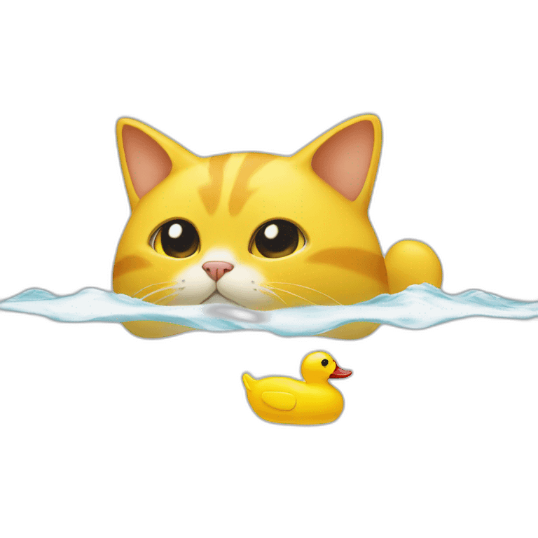 Cat upside down with a yellow rubber duck on top emoji