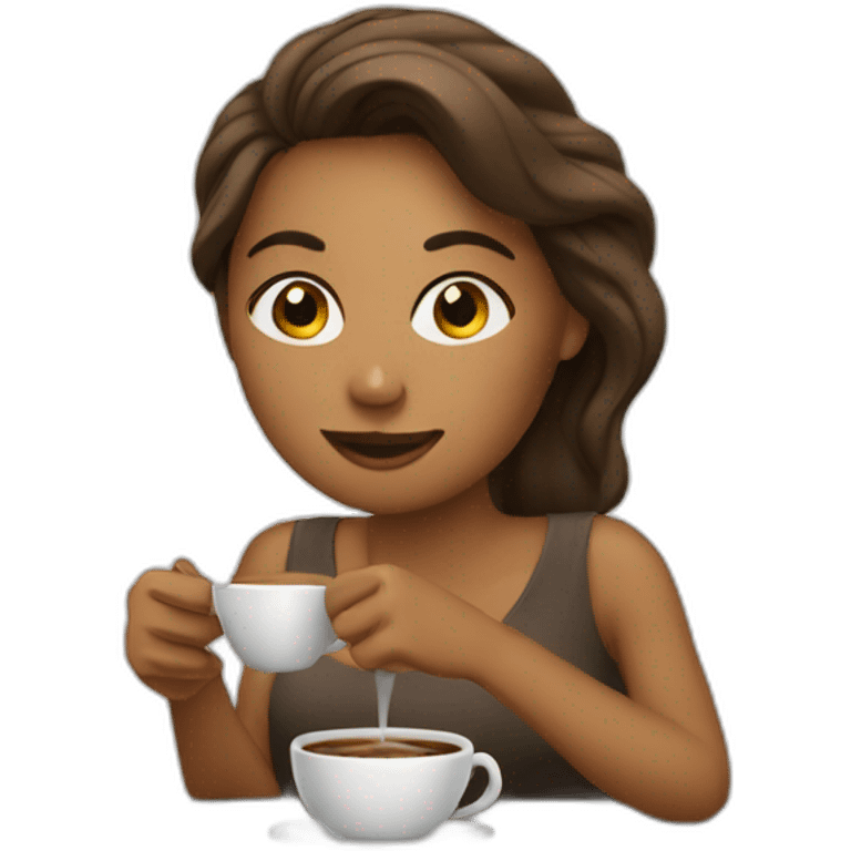 A woman drink coffee  emoji