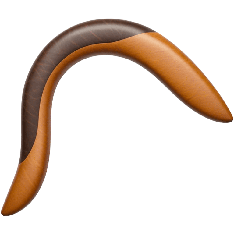 Cinematic Realistic Boomerang Emoji, depicted as a sleek, curved traditional Aboriginal tool rendered with detailed textures and a dynamic sense of motion, symbolizing cultural significance and natural craftsmanship under warm earthy lighting. emoji