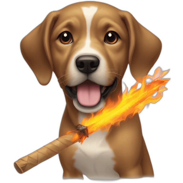 chien qui tien un lance flame emoji