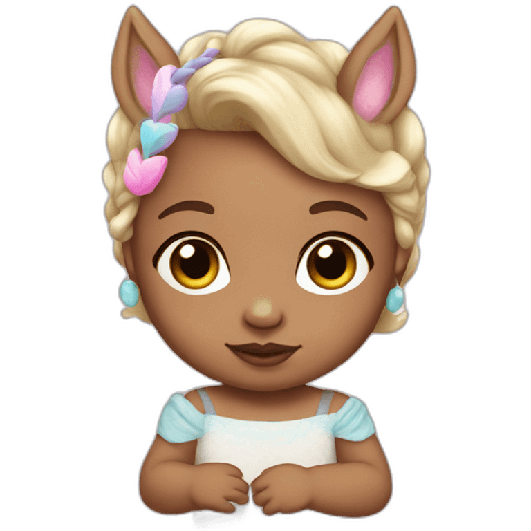 Light skin Newborn with unicorn headband emoji