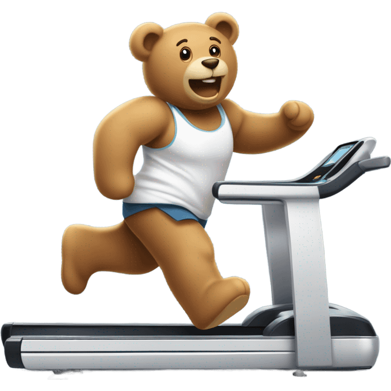 Teddy bear running on treadmill  emoji