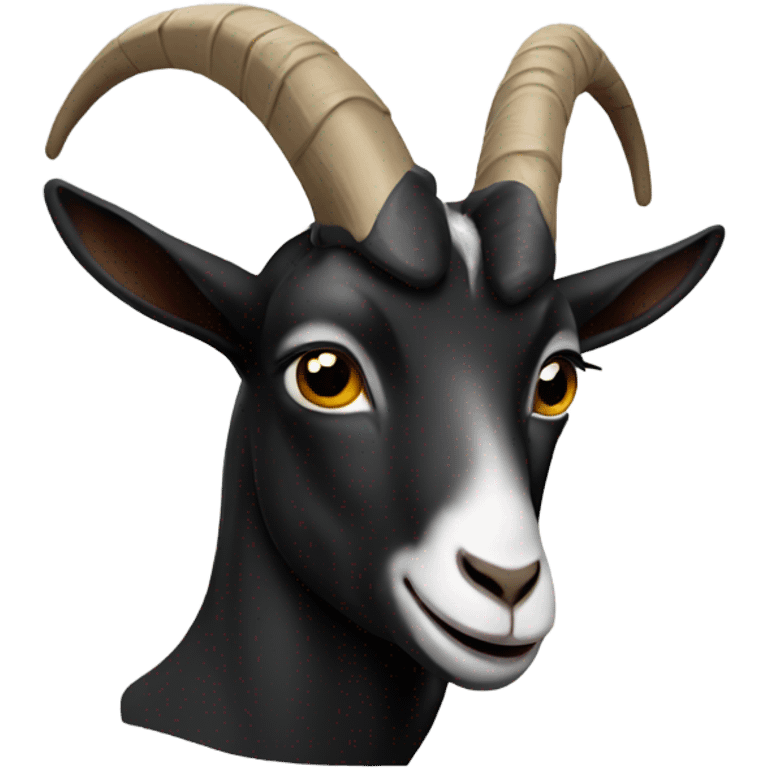 Goat with horns wearing a black hoodie emoji