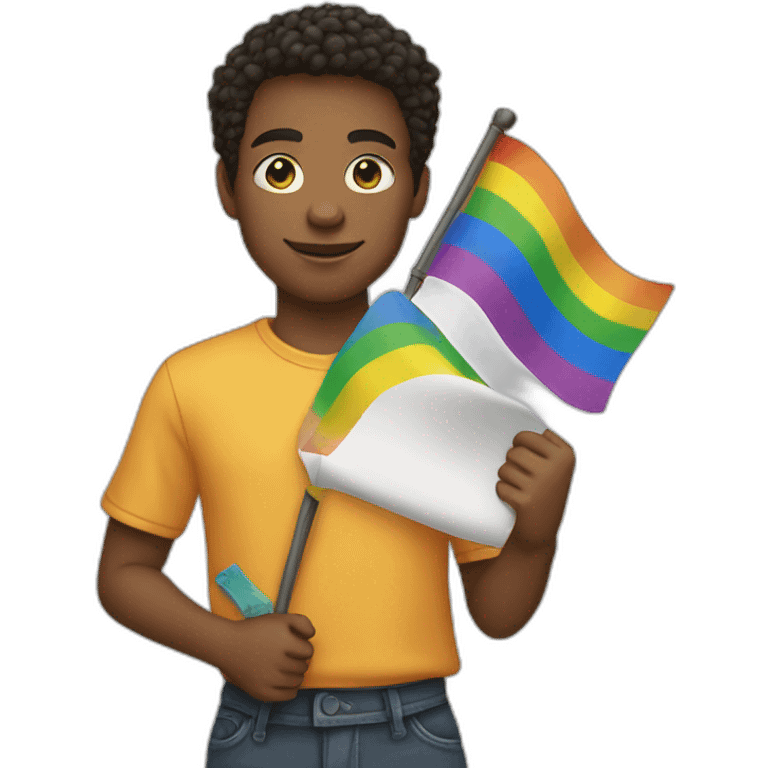 A teenager who holds the gay flag emoji